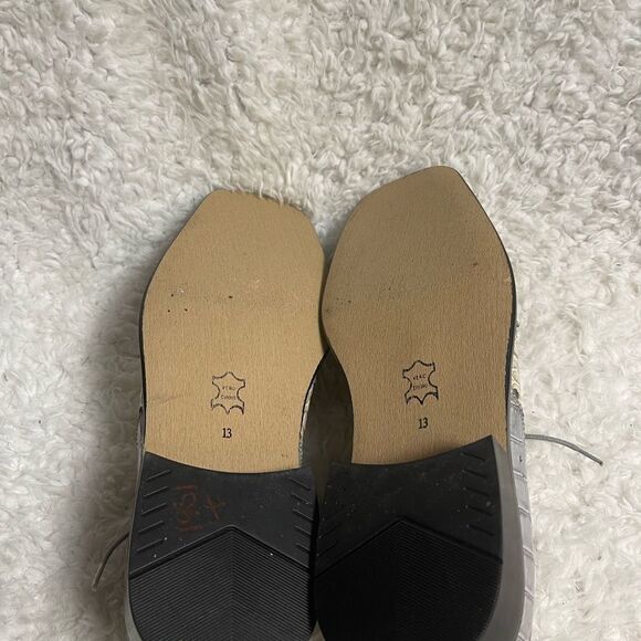 Moretti leather light gray and beige patent shoes square toe gently used SZ13 - Picture 8 of 10